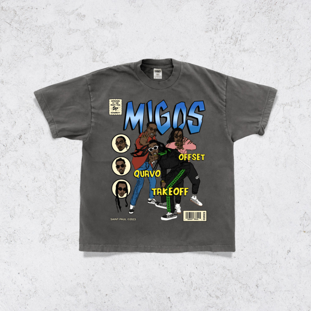 Migos Graphic Tee, Quavo Offset Takeoff Shirt, Hip Hop Group Tee S – 5XL