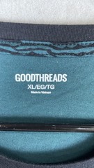 Goodthreads Shirt Mens XL Green Black Wave Stripe Crewneck Casual Short Sleeve