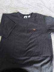 Adidas Shmoofoil Men’s Large Short Sleeve T-Shirt Black W/ Orange Trefoil ghost