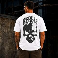 Oversized Skull Graphic Print Cotton T-Shirt Men’s Streetwear Gym Workout Sport