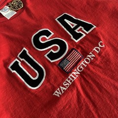 Washington DC USA Embroidered Graphic Tee Men’s Size L Red Delta Pro Weight