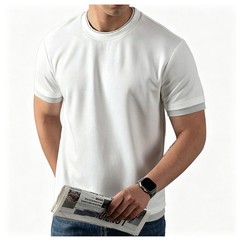 Loose Fit Pure Color Men’s Short Sleeve T-Shirt for Daily Club Home Use
