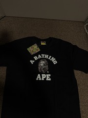 A Bathing Ape BAPE College Logo Graphic Tee Men’s L Black Cotton Jersey