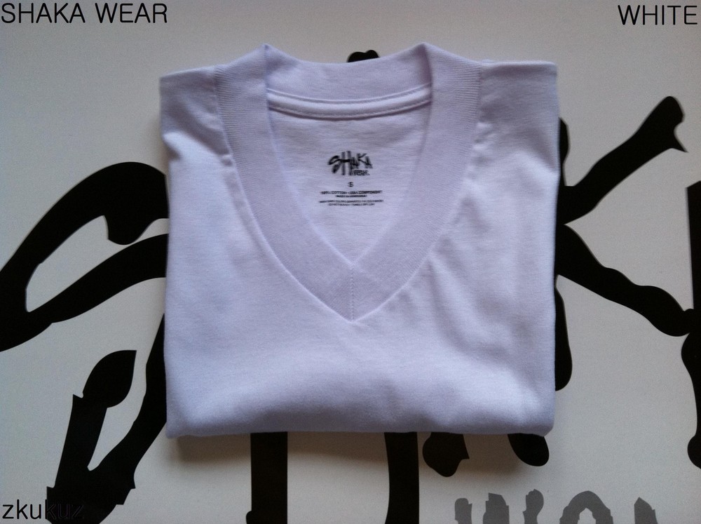 3 NEW SHAKA WEAR PLAIN SHORT SLEEVE V-NECK T-SHIRT WARM WHITE BLANK 2XL 3PC