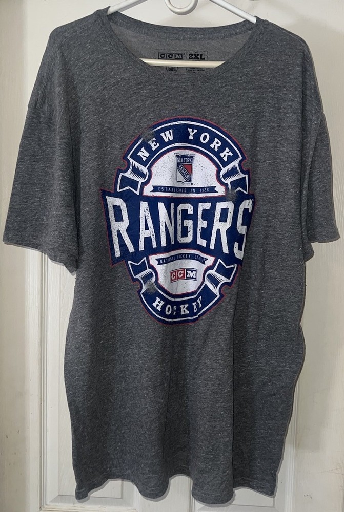 New York Rangers Hockey CCM Gray T-Shirt Mens Size XXL