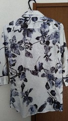 FUGA Floral Print 3/4 Sleeve Shirt Size 44 White/Black