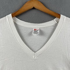 Vintage Hanes Shirt Mens XL White Blank Single Stitch V Neck 90s Essential Tee