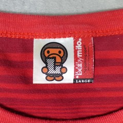 Baby Milo A Bathing Ape Shirt Mens Large Red Stripe holo Graphic Made In Japan