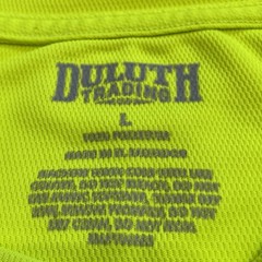 Duluth Trading Mens L Bright Safety Yellow Short Sleeve T-Shirt Pocket Stretch *