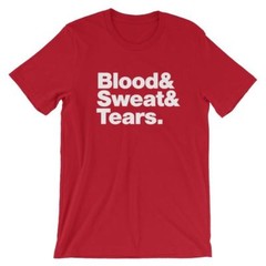 Blood Sweat and Tears T-Shirt Black White Gray or Red Soft Cotton Tee