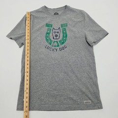 Life Is Good LUCKY DOG Men’s Shirt Size Medium Lot of 2 Gray Horseshoe Navy Blue