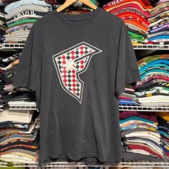 Y2K Famous stars and straps argyle patterned logo t shirt black