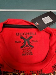 Men’s Bucheli Slim Fit Red Cotton/Lycra Stretch Fashion Tee Free Ship