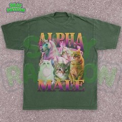 Alpha Male Kitten Meme Mens Tee, Retro Unicorn Cat Shirt, Sarcastic Cat Dad Gift