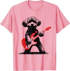 Funny Rock Maltipoo Dog Playing Guitar Music Lover Dog T-Shirt