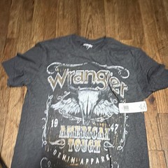 Wrangler Men’s Gray Graphic Logo Cotton Crew Neck Short Sleeve T-Shirt Size M