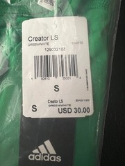 Adidas Creator LS Green White T-Shirt Small LONG Sleeve Athletic Workout Tee