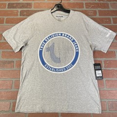 True Religion Mens Tshirt Size Large Gray Horseshoe Logo Rinestone Shine NWT $59