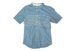 VANS Blue Jean Denim-Style Cotton BUTTON-UP T-SHIRT Summer Surf Skate Men’s L