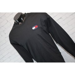 Tommy Hilfiger Jeans Long Sleeve Shirt Mens XL Black Flag Patch Logo NEW