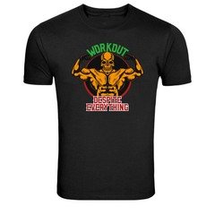 Workout Despite Everything Gym Skull Bodybuilder Graphic T-Shirt