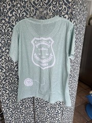 Litographs Naked In Death JD Robb, V Neck, Green/white See Description For Size