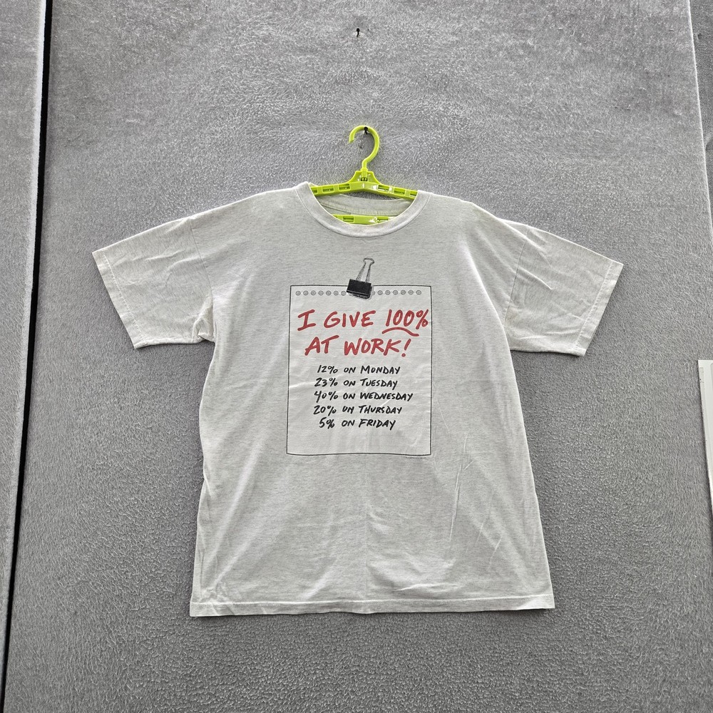 VINTAGE Work Sucks Men Shirt XL Gray Graphic Work Humor Print USA 90s