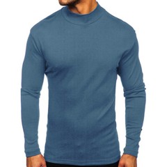 Zonbailon men’s t-shirt middle collar solid color bottomed t-shirt long sleeve