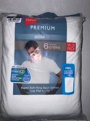 Hanes Premium Original Fit Crewneck T-shirts WHITE S M L XL Fresh IQ LAY FLAT
