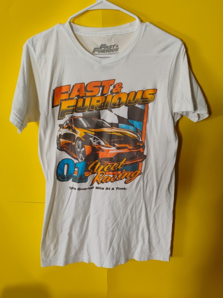 Vint. Fast and Furious Mens Shirt Adult Size Small 36-40 White 01 Street Racing