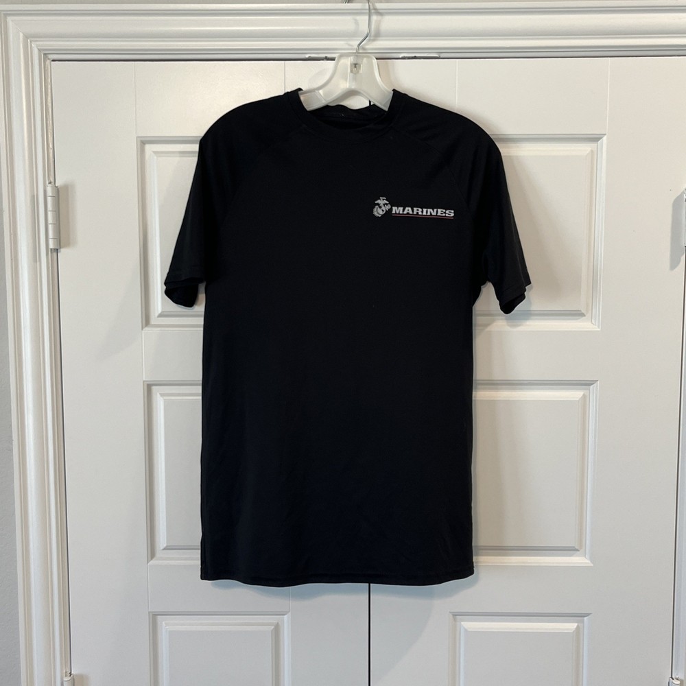 US Marines Shirt Men Size Small Black Short Sleeve Military Graphic Quote