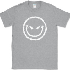 Evil Smiley Face T-Shirt Funny Rebel Biker Humor Sarcastic DJ Club Tee