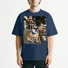 English Bulldog Bandana Iced Latte NYC Night Street Unisex T-Shirt Funny Tee