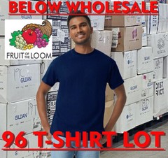 Below WHOLESALE Blank T-Shirt – 96 Small NAVY Fruit of Loom 3930R / 3931 Lot