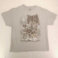 DOM Wolf Close Graphic Short Sleeve T Shirt Mens Size Extra Large XL Gray