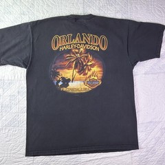 Harley-Davidson Shirt Mens Large Black Orlando Flames Graphic Motorcycle Florida