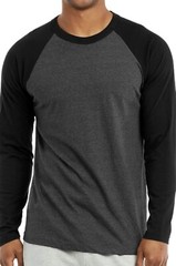 Cottonbell Men’s Full Length Sleeve Raglan Cotton Baseball T Shirt (S/ BLK/C.GR)