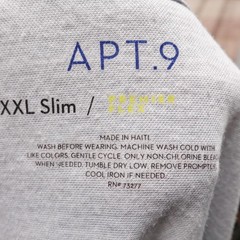 APT.9 Shirt Mens 2XL Slim Fit Gray Geometric Crew Neck Premier Flex Tee T-shirt