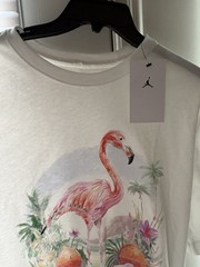Jordan Men’s M White Jumpman Logo Flamingo Graphic Crew Neck Short Sleeve Tee