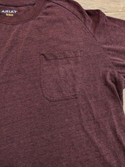Ariat Rebar Men’s Size Large Tall Maroon Pocket Tee Work Shirt