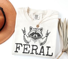 Feral Raccoon Shirt Funny Sarcastic Raccoon Graphic Unisex Retro Animal Tee Gift