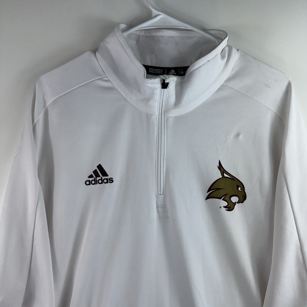 Adidas Texas State Bobcats Men’s 2XL White Climalite Dry Fit S/S Coaches 1/4 Zip