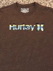 Hurley Official Tri Color Spell Out Graphic Men’s Brown T-Shirt Size L