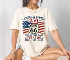 Route 66 100 Years & 250 T-Shirt, 250th Anniversary Gift