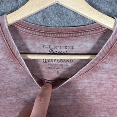 Lucky Brand Venice Burnout T-Shirt Men’s Medium Short Sleeve Red Whiskey Alcohol