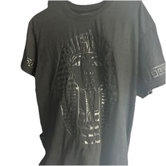 Men’s Large King Tut Egypt Pharoah Glossy Black T-Shirt Tee Shirt