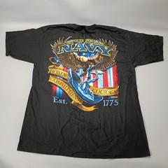 US Navy Shirt Mens Large Battle Space Fighting Eagle Tee Short Sleeve Black