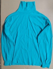 Vtg Blue Turtle Neck Single Stitch 20 Pit 25 Long No Size Tag No Brand Stain