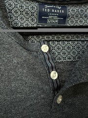Ted Baker London Long Sleeve Henley Charcoal Marl Geometric Placket Size S
