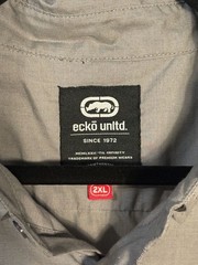 009-0118 Ecko Unltd. Men’s Gray Utility Short Sleeve Button Down Shirt Size 2XL